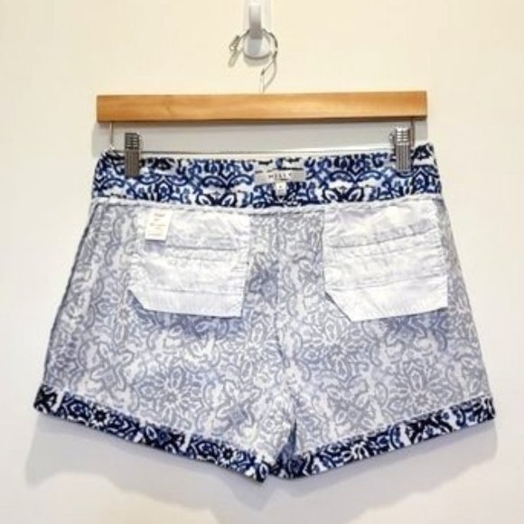 Milly For Design Nation Blue White Graphic Print Cotton Shorts, Size 6, EUC - Picture 6 of 9